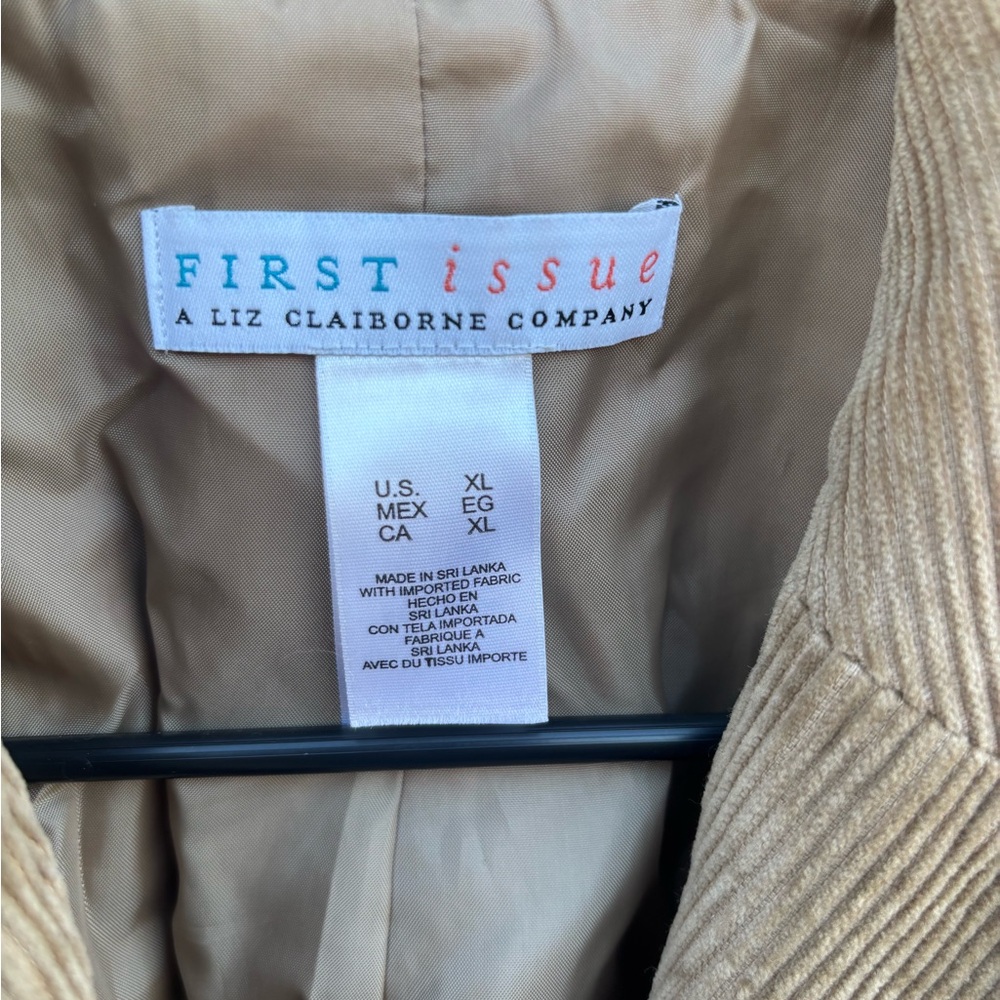 Liz Claiborne First Issue Women's Tan Corduroy Blazer XL - Picture 2 of 2